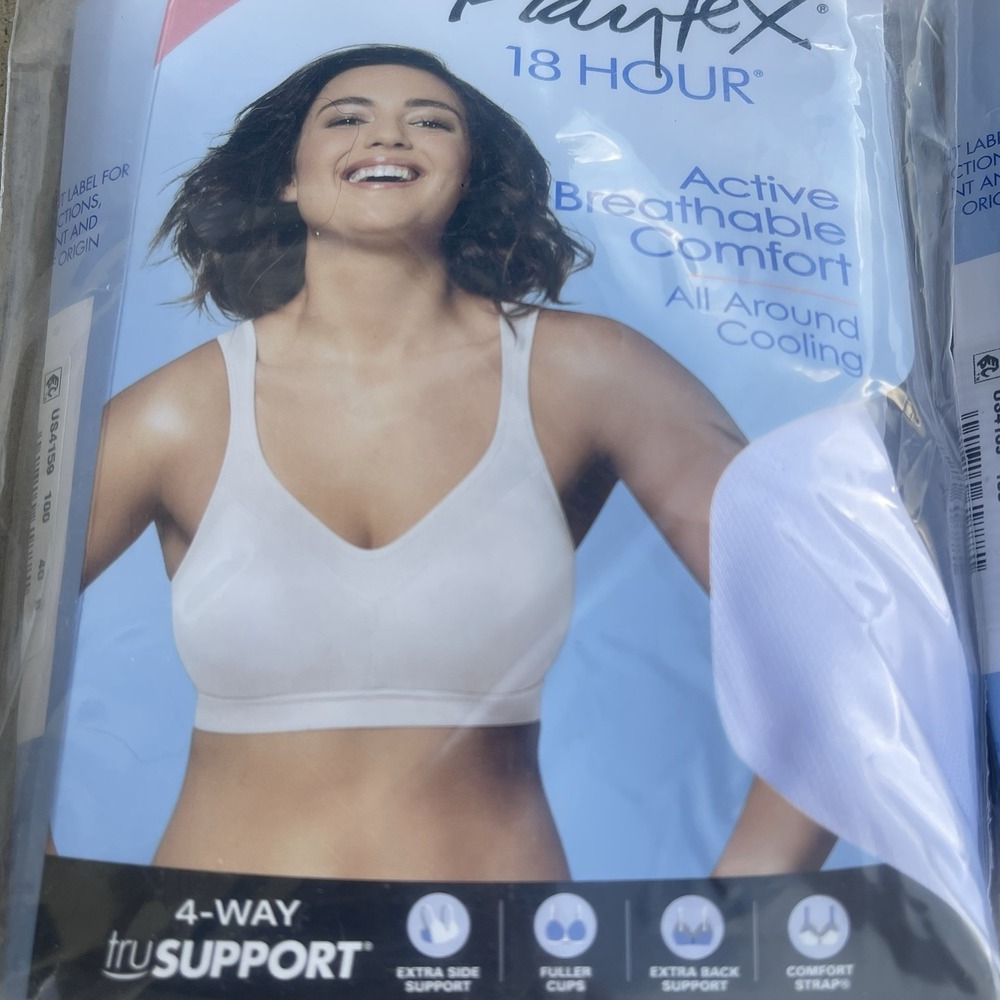Playtex 18 Hour Active Breathable Comfort Wireless Bra Womens Size 40B White - Picture 2 of 7